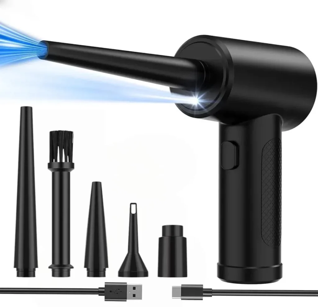 Best electric air duster in India - Portronics Tornado Pro cleaning a gaming PC