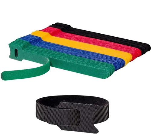 Colorful INOVERA cable organizer ties for color-coding desk wires.