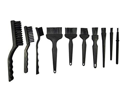 Anti-static brush cleaning dust from motherboard and GPU components