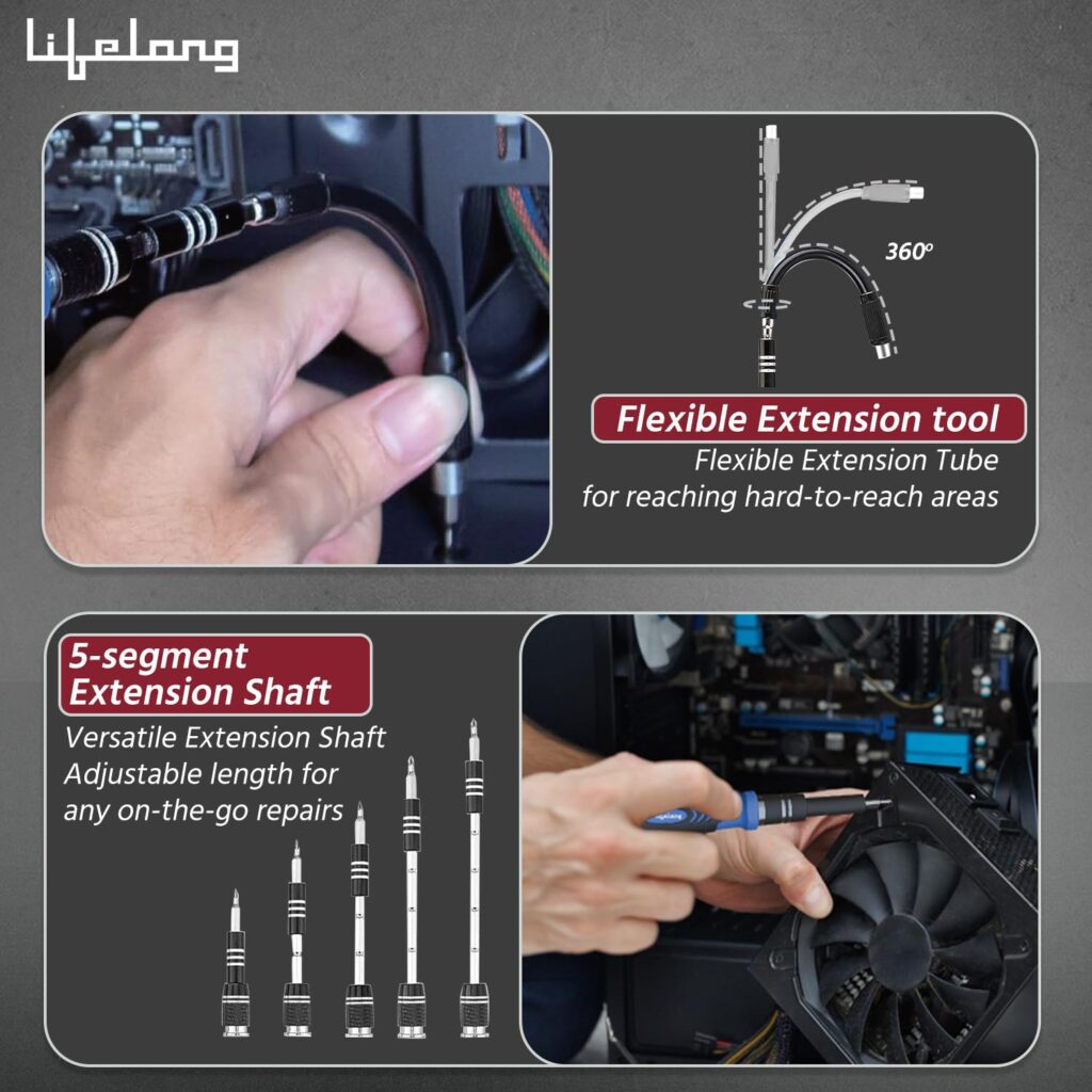 Magnetic precision screwdriver set for opening desktop computer cabinet