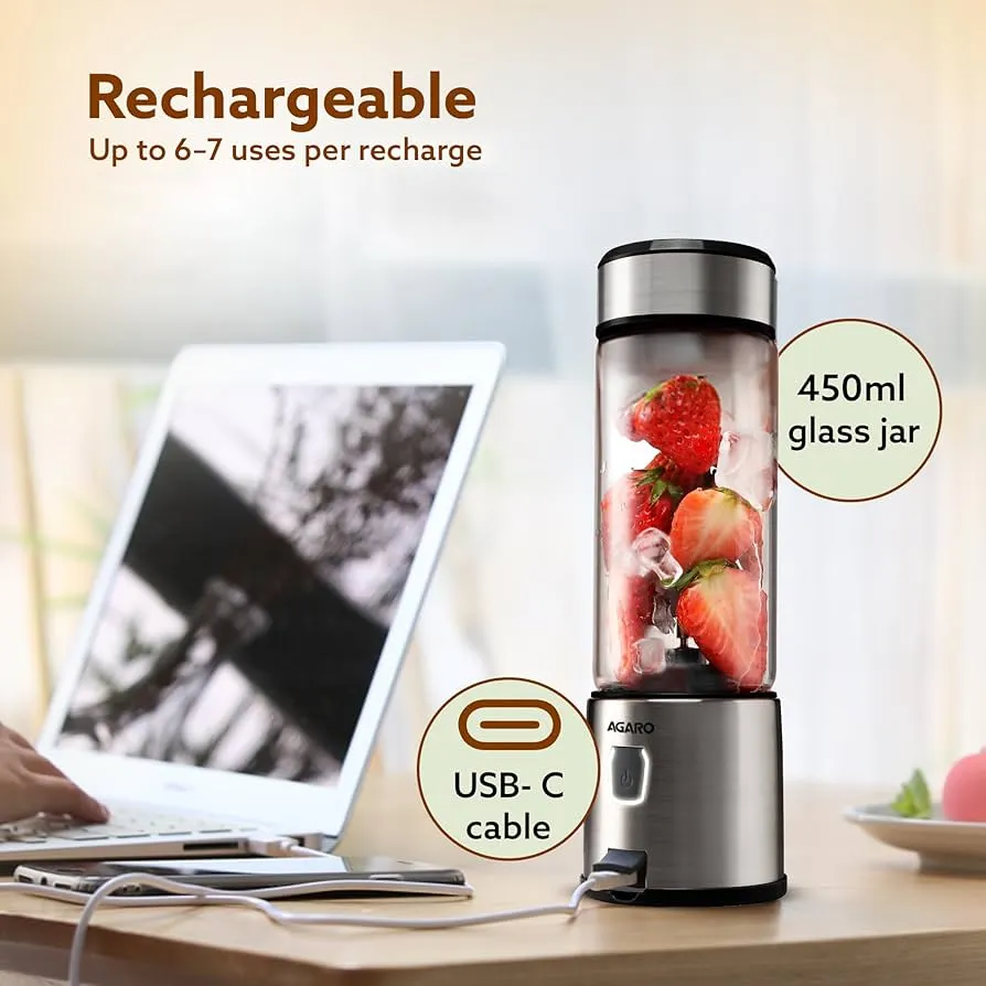 AGARO Galaxy portable blender 450ml USB-C rechargeable India black