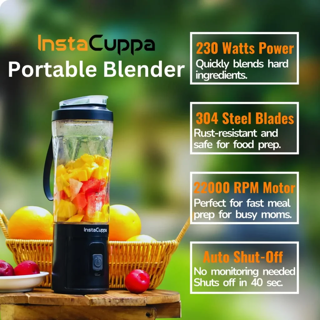 InstaCuppa 600ml portable blender LED display large battery India