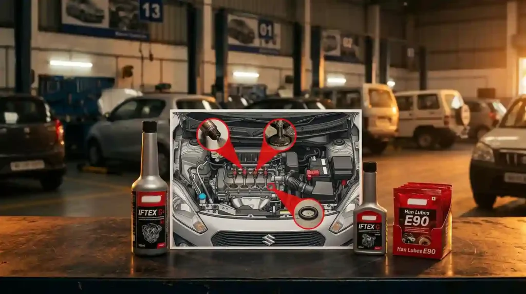 E20 petrol car engine damage India 2026 injector
deposits GDI valves Swift Dzire IFTEX G+ Han Lubes
best fuel additive car E20 India BestBudgetPicks