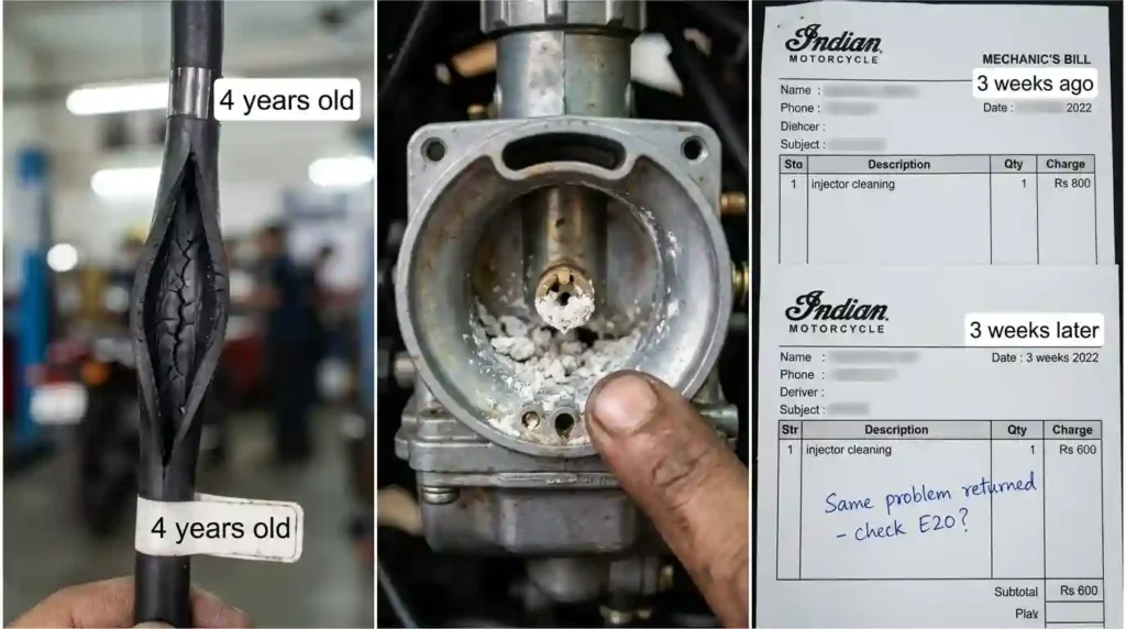 E20 petrol damage carburetor rubber seal cracked
India bike mechanic Rs 800 bill problem image
best fuel additive E20 petrol India 2026
BestBudgetPicks honest guide