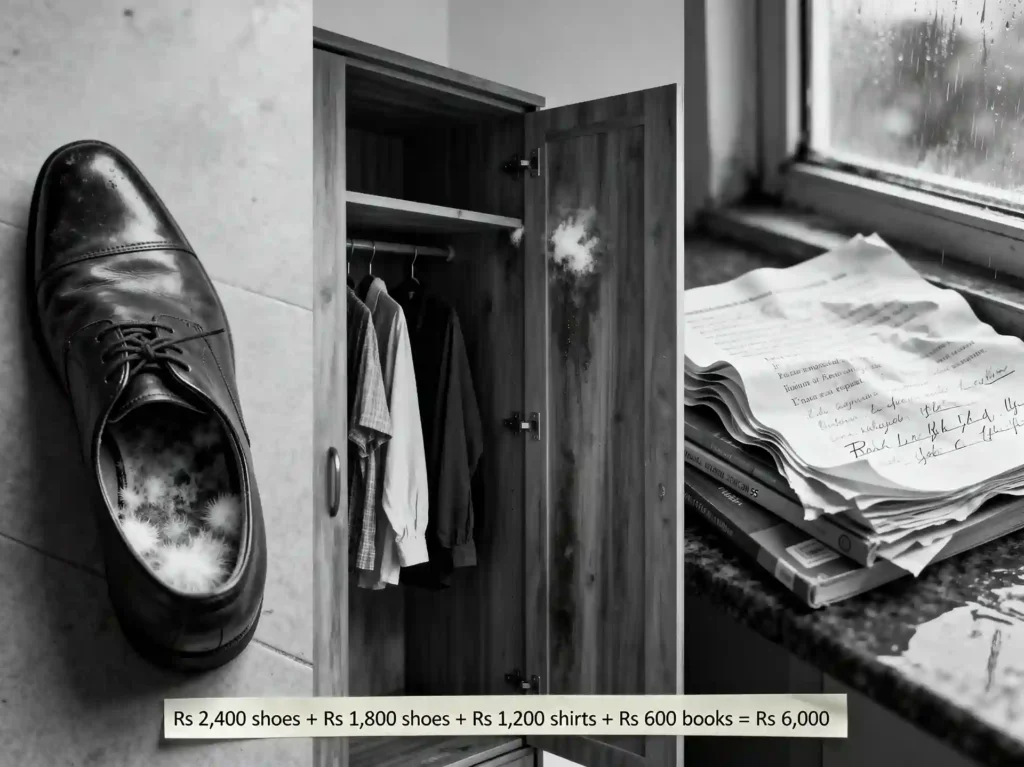 white fungus leather shoes wardrobe mold
Mumbai monsoon humidity India Rs 6000
damage textbooks wavy pages problem image
best dehumidifier India 2026